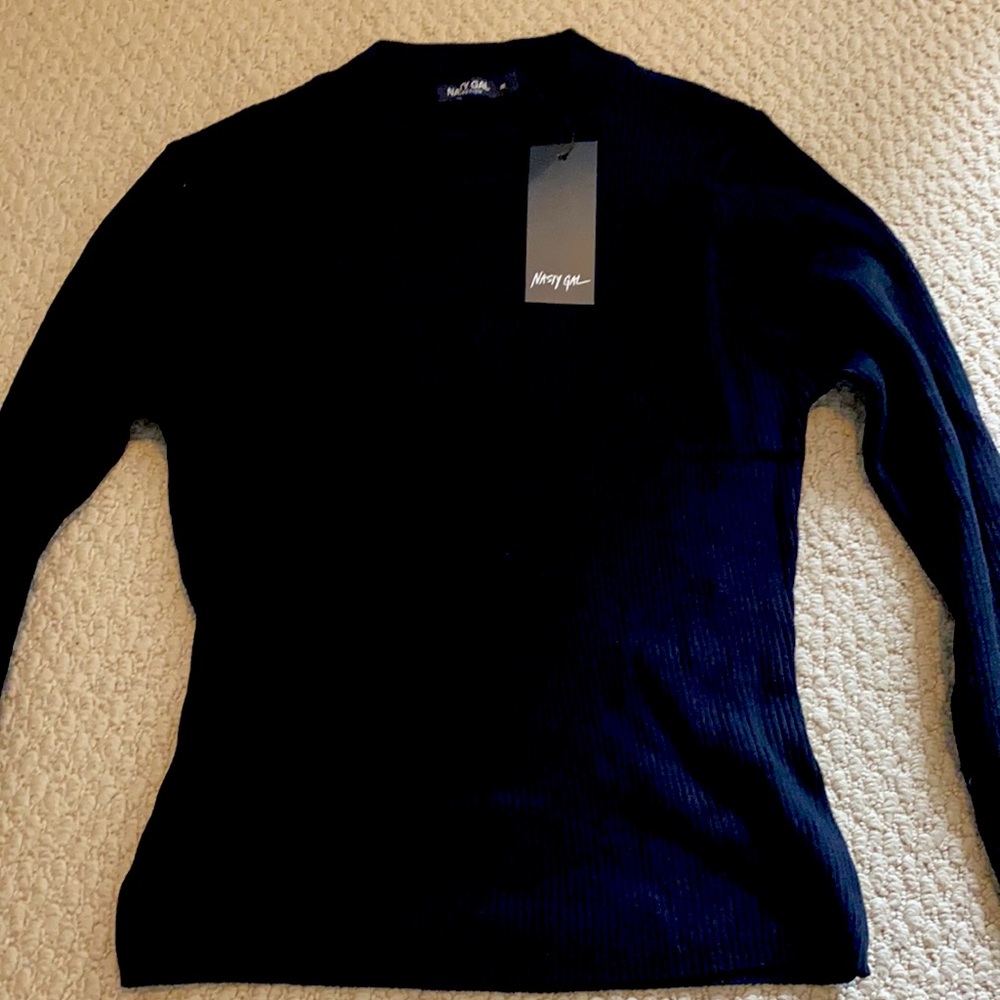 nasty gal crew nick ribbed long sleeve shirt